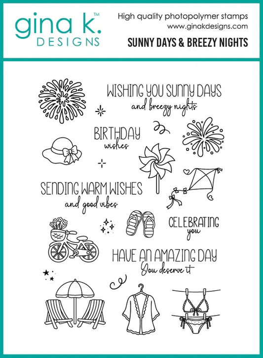 Gina K. Designs - Stamp & Die Set - Sunny Days and Breezy Nights. Set by Gina K. Designs. At Embellish Away in Bowmanville Ontario Canada.
