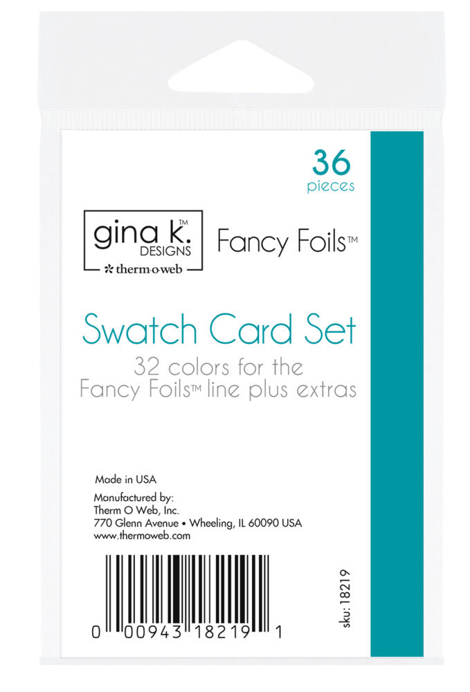 Gina K. Designs - Therm-O Web - Fancy Foil - Swatch Card Set. Available at Embellish Away located in Bowmanville Ontario Canada.