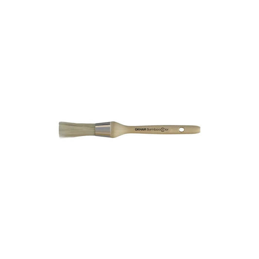 GK Hair bamboo color applicator brush with pale bristles, handle printed GKHAIR Bamboo Color, on white