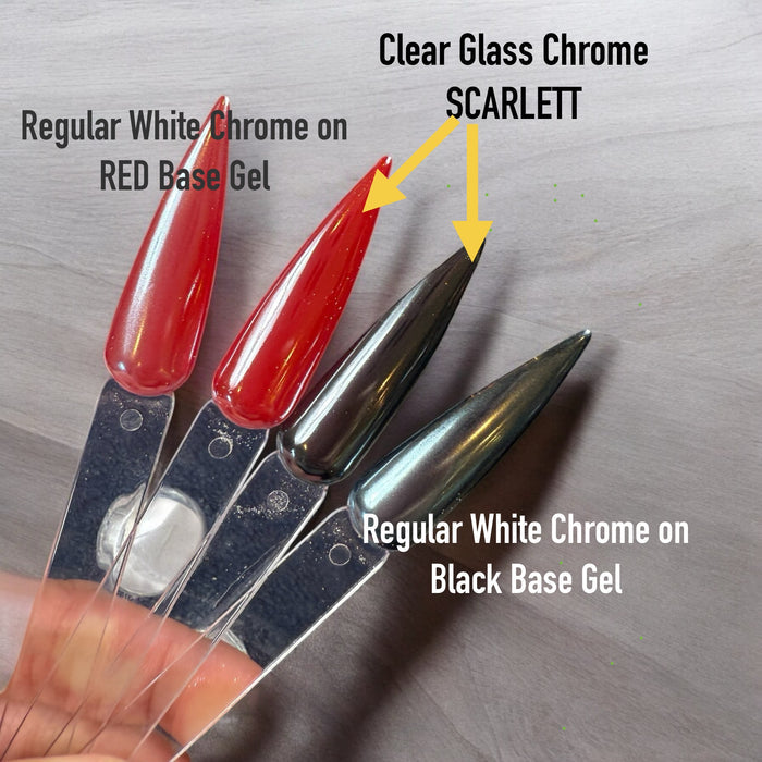 Clear Glass Chrome Powder Nail Art - SCARLETT