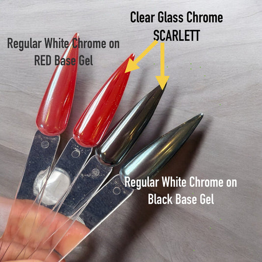 Clear Glass Chrome Powder Nail Art - SCARLETT