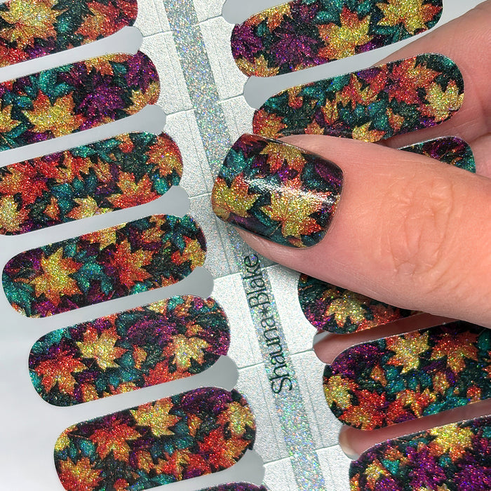 Glittering Leaves Exclusive Design Nail Wraps (GLITTER)