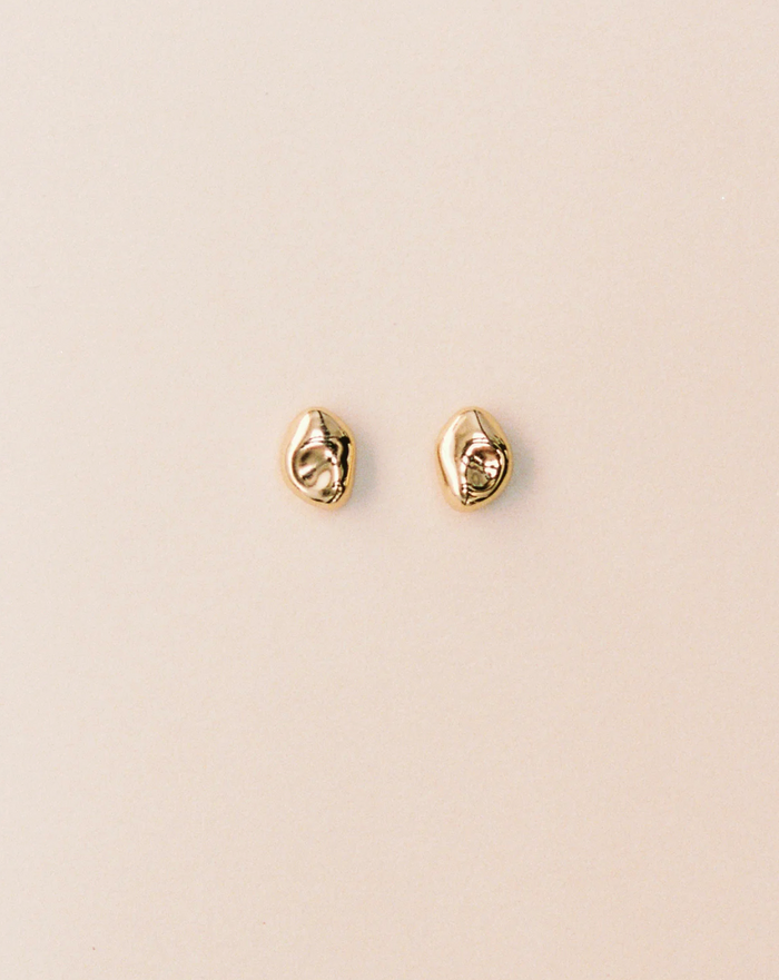 Gold Bean Stud Earrings