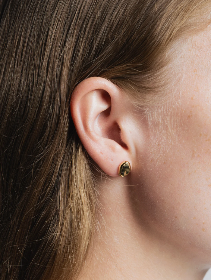 Gold Bean Stud Earrings