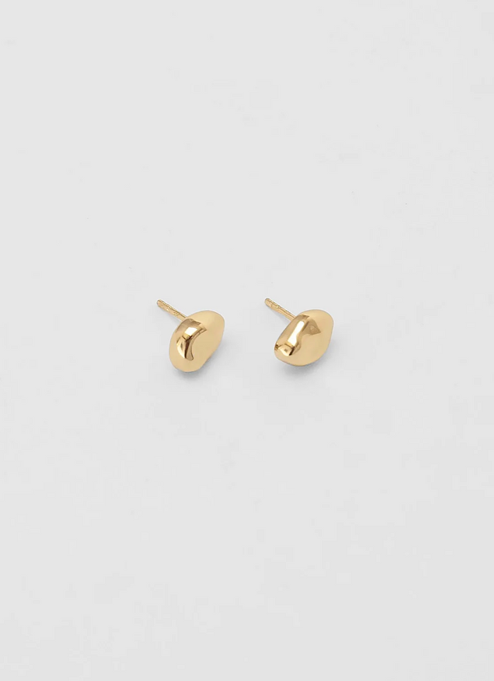 Gold Bean Stud Earrings