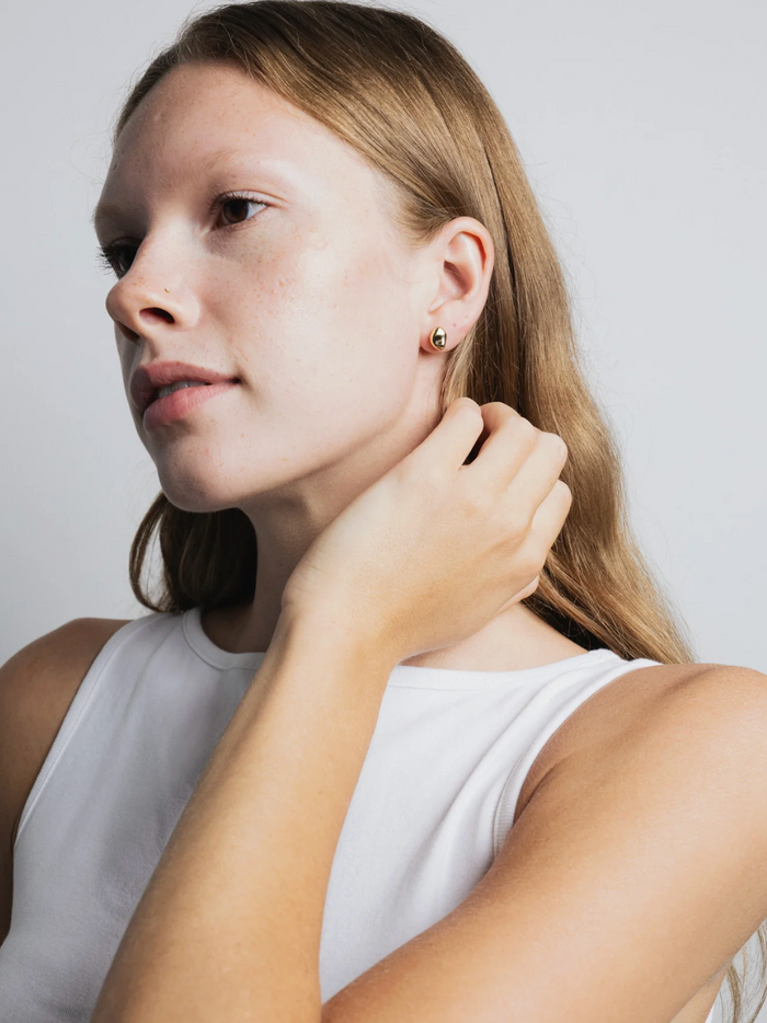 Gold Bean Stud Earrings