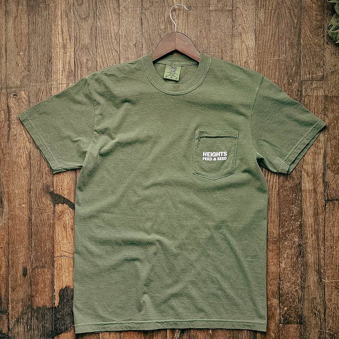 Graphic Pocket Tee | Heights Feed & Seed | Moss | Manready Mercantile