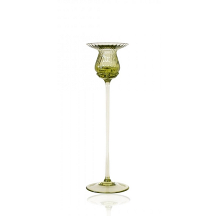 Green glass candlestick