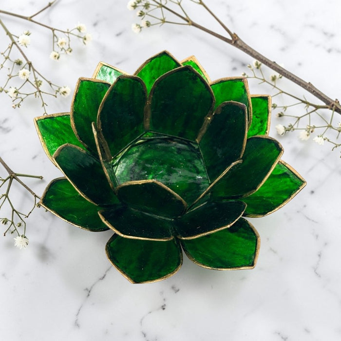 Green Capiz Shell Candle Holder