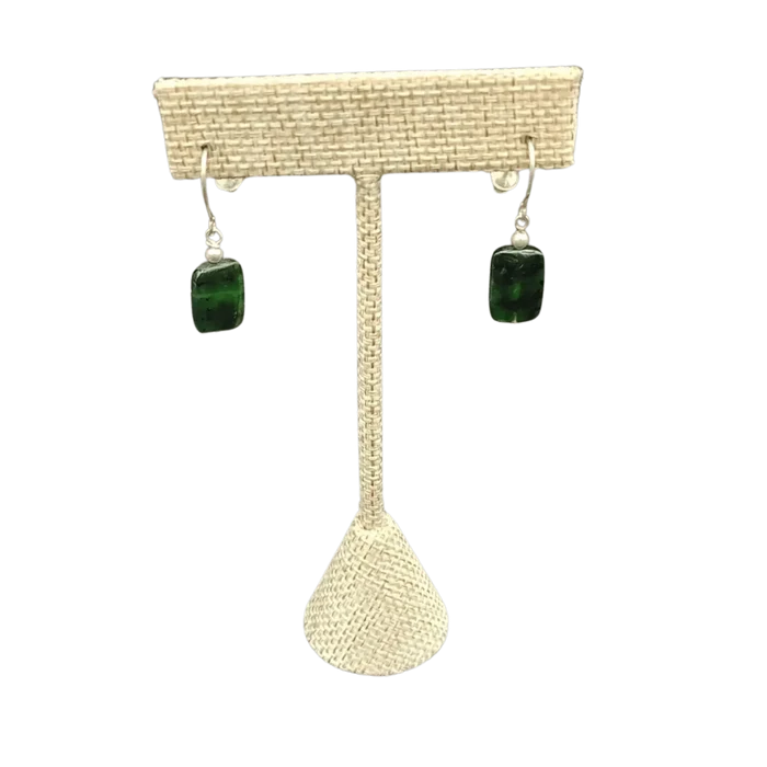 This is the front view of these dark green Jade earrings