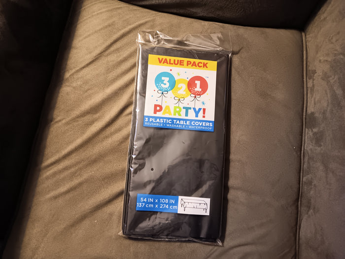 👻 Halloween 3ct Black Plastic Table Covers 54x108 321 Party!