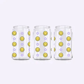 Happy Face Glass Coffee Cup