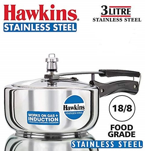 Hawkins HSS3W Stainless Steel Pressure Cooker 3 Liter Wider