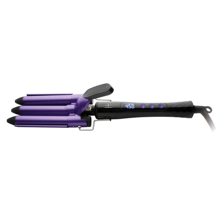 Hot & Hotter Digital Ceramic 3 Barrel Waver 3/4 Inch, 1 Count, Purple