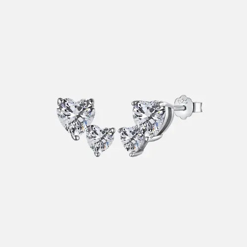 Iced Double Heart Earrings - S925