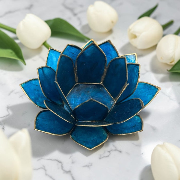 Indigo Capiz Shell Candle Holder