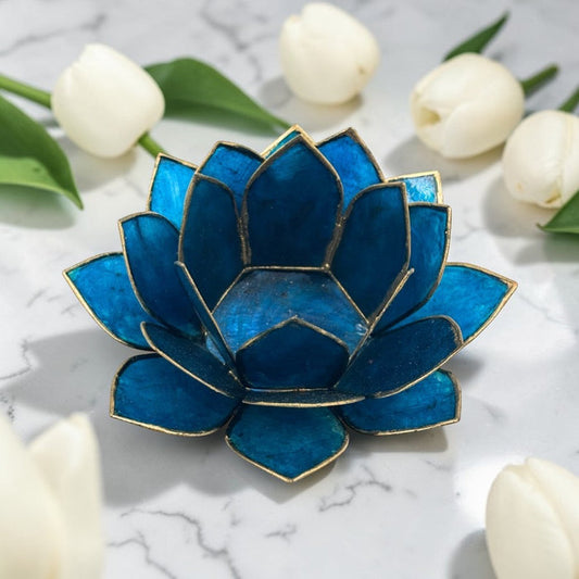 Indigo Capiz Shell Candle Holder