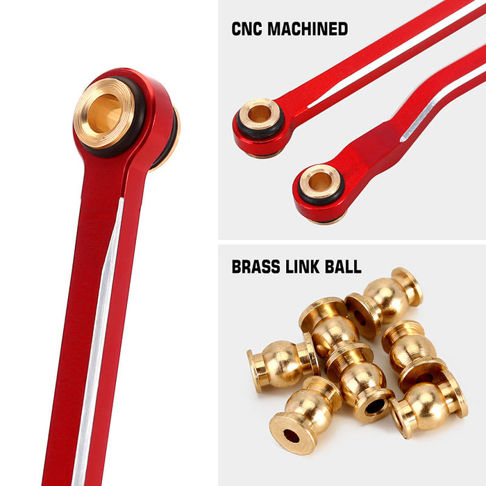 INJORA CNC Aluminium High Clearance Links Set for 1/18 TRX4M High Trail K10 F150 (4M-73) - Red