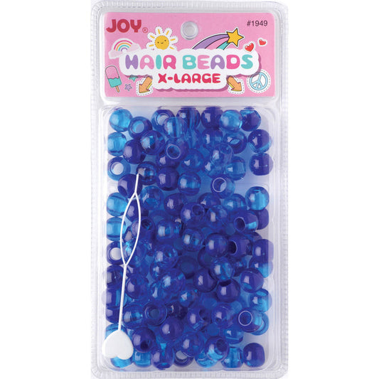Joy Round Hair Beads X-Large, 100 Count, Two Tone Dark Vivid Blue