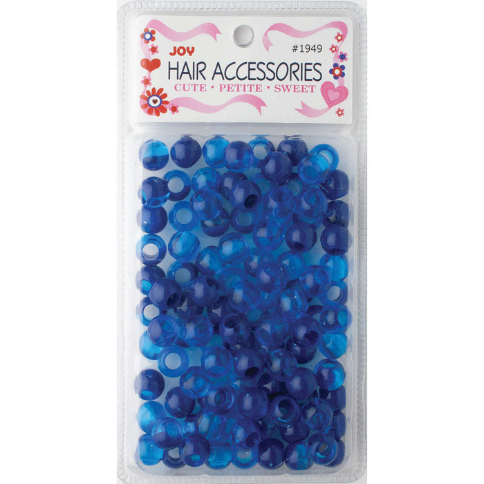 Joy Round Hair Beads X-Large, 100 Count, Two Tone Dark Vivid Blue