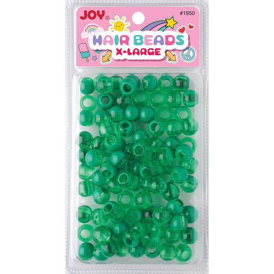 Joy Round Hair Beads X-Large, 100 Count, Two Tone Dark Vivid Green