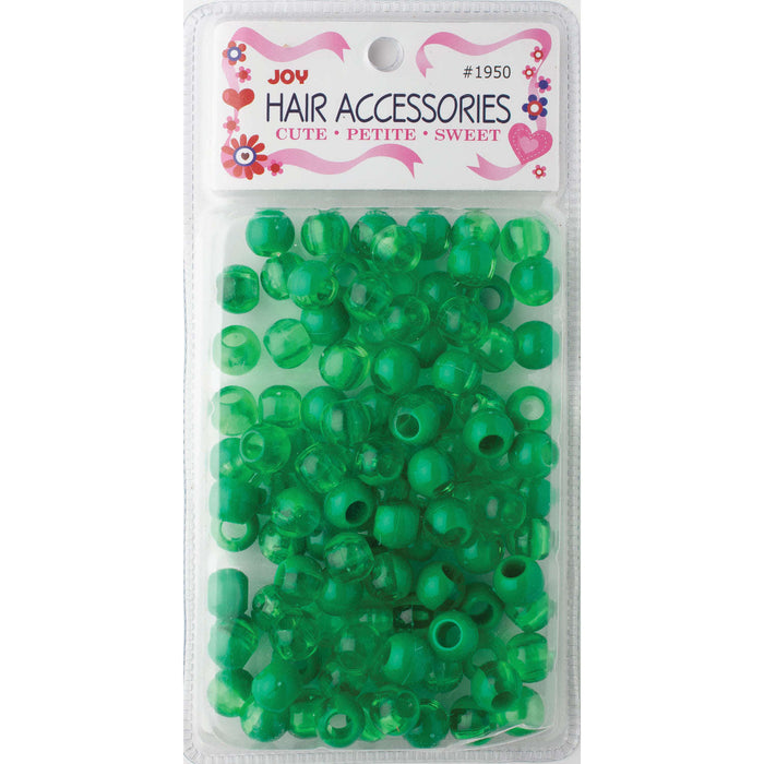 Joy Round Hair Beads X-Large, 100 Count, Two Tone Dark Vivid Green