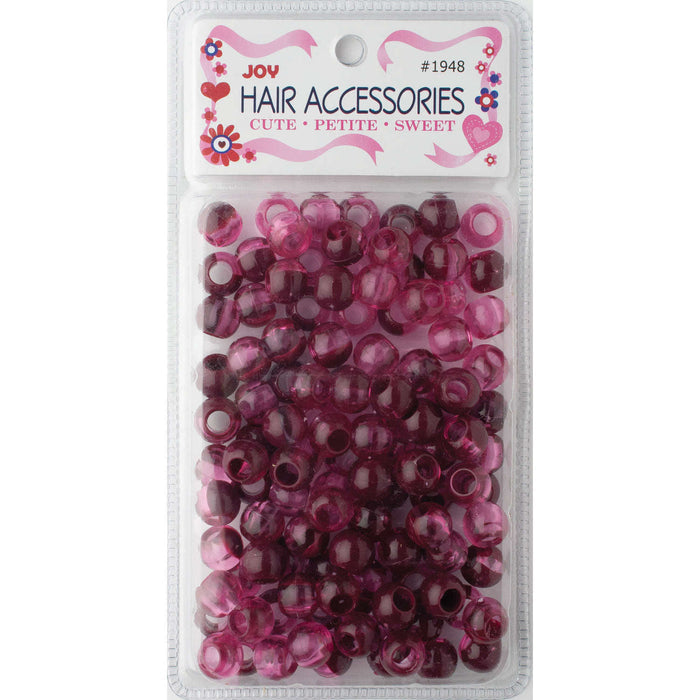 Joy Round Hair Beads X-Large, 100 Count, Two Tone Dark Vivid Red