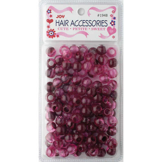 Joy Round Hair Beads X-Large, 100 Count, Two Tone Dark Vivid Red