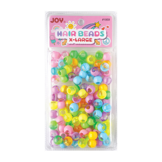 Joy Round Hair Beads X-Large, 100 Count, Two Tone Pastel Assorted