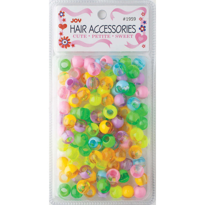 Joy Round Hair Beads X-Large, 100 Count, Two Tone Pastel Assorted