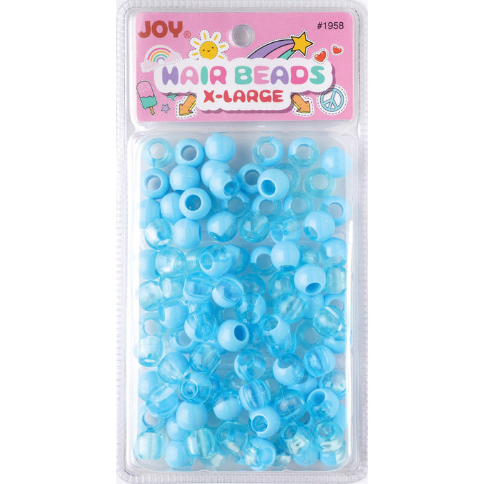 Joy Round Hair Beads X-Large, 100 Count, Two Tone Pastel Blue