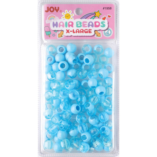 Joy Round Hair Beads X-Large, 100 Count, Two Tone Pastel Blue