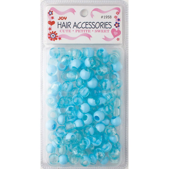 Joy Round Hair Beads X-Large, 100 Count, Two Tone Pastel Blue