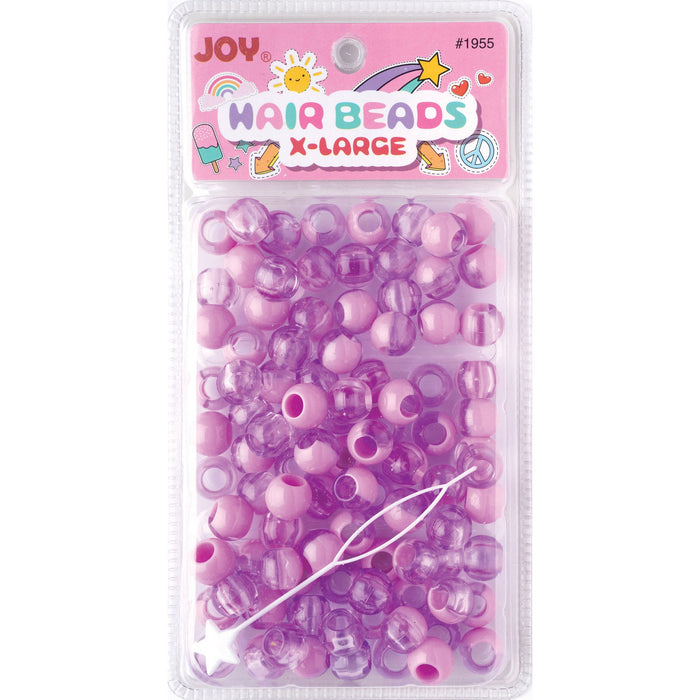 Joy Round Hair Beads X-Large, 100 Count, Two Tone Pastel Purple