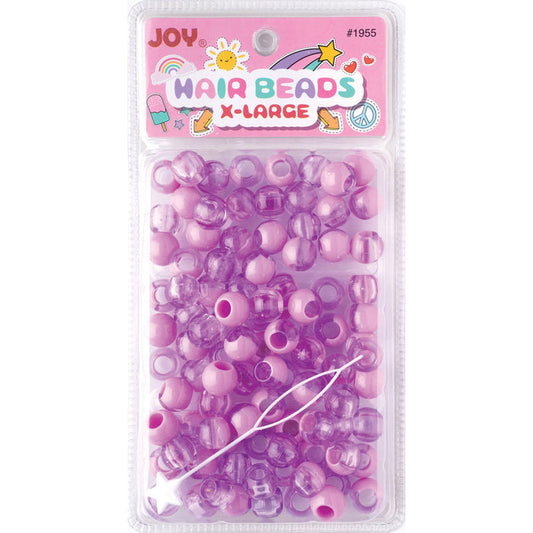 Joy Round Hair Beads X-Large, 100 Count, Two Tone Pastel Purple
