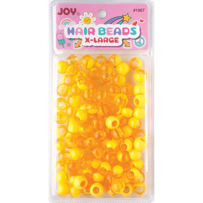 Joy Round Hair Beads X-Large, 100 Count, Two Tone Pastel Yellow