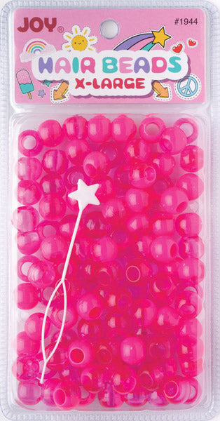 Joy Round Hair Beads X-Large, 100 Count, Two Tone Vivid Hot Pink