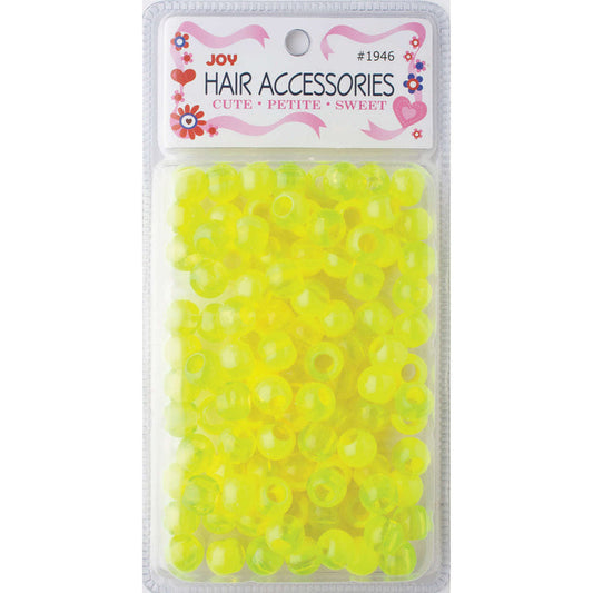 Joy Round Hair Beads X-Large, 100 Count, Two Tone Vivid Neon Yellow
