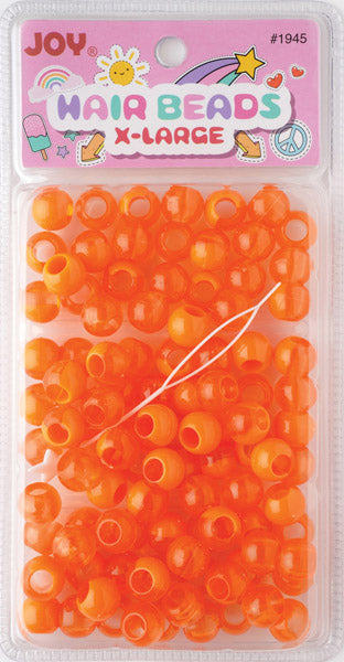 Joy Round Hair Beads X-Large, 100 Count, Two Tone Vivid Orange