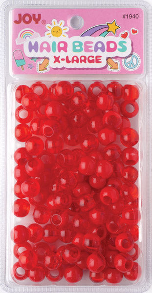 Joy Round Hair Beads X-Large, 100 Count, Two Tone Vivid Red