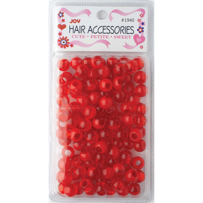 Joy Round Hair Beads X-Large, 100 Count, Two Tone Vivid Red