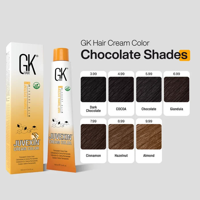 Juvexin Cream Color Chocolate: 3.99 Dark Chocolate, 4.99 Cocoa, 5.99 Chocolate, 6.99 Gianduia, 7.99 Cinnamon, 8.99 Hazelnut, 9.99 Almond