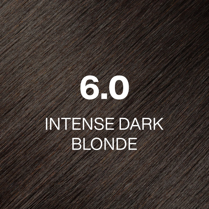 GK Hair Juvexin Cream Color Intense Naturals 6.0 Intense Dark Blonde full-frame hair color swatch, dark neutral brown strands
