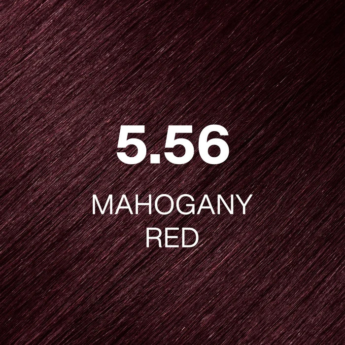 GK Hair Juvexin Cream Color 5.56 Mahogany Red hair color swatch, deep burgundy-red hair texture