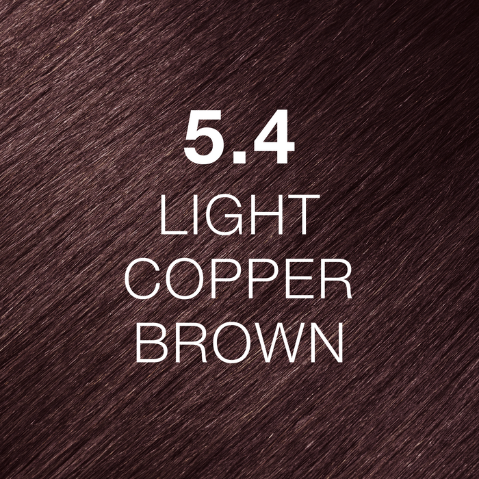 GK Hair Juvexin Cream Color 5.4 Light Copper Brown hair color swatch, reddish copper-brown hair texture
