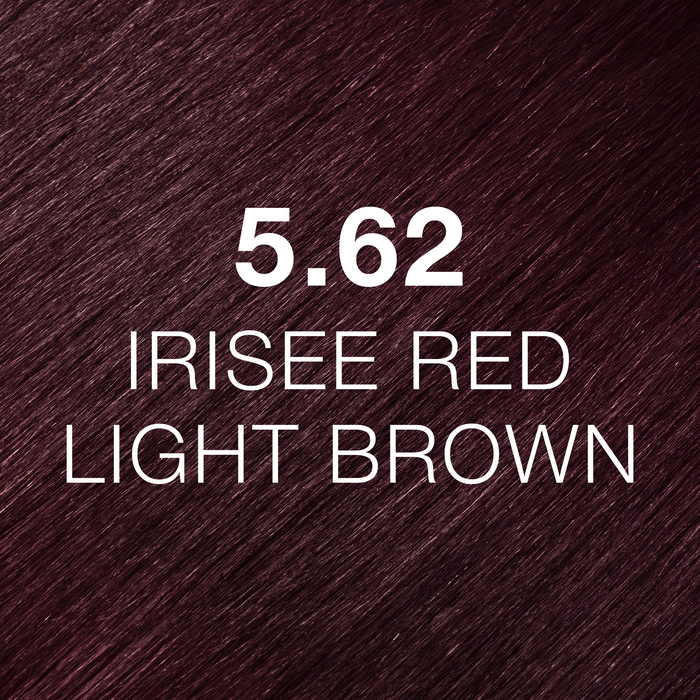 GK Hair Juvexin Cream Color 5.62 Irisee Red Light Brown hair color swatch, dark violet-red brown hair texture