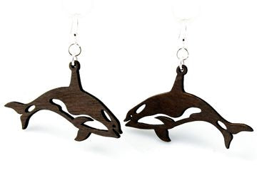 Orca killer whale earrings with black and white markings, made in USA