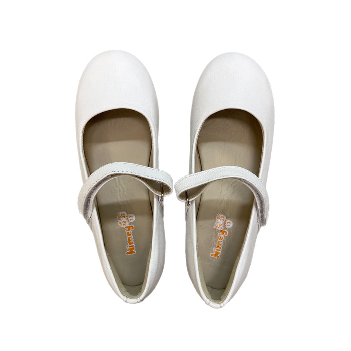Kimey Ballerina Flat w/ Velcro Strap-White