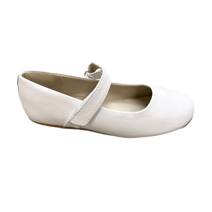 Kimey Ballerina Flat w/ Velcro Strap-White