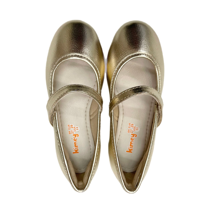 Kimey Gold Velcro Strap Ballet Flat